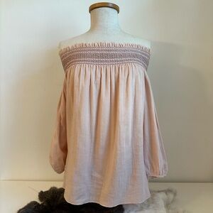 HATCH MATERNITY BABY PINK OFF THE SHOULDER TOP, SIZE: 0